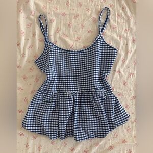 Blue and White Gingham Top